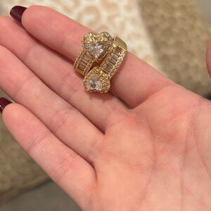 Elegant Gold Heart Adjustable Ring